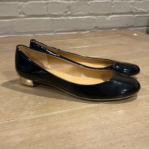 Black Round-Toe Gold Heel J. Crew Flats Sz 8